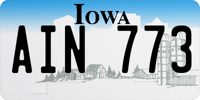 IA license plate AIN773