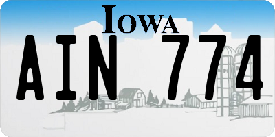 IA license plate AIN774