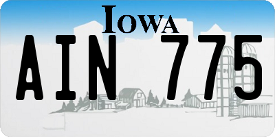 IA license plate AIN775