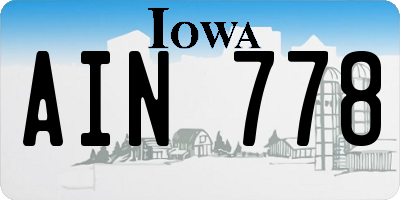 IA license plate AIN778