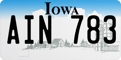 IA license plate AIN783