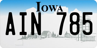 IA license plate AIN785