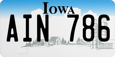 IA license plate AIN786