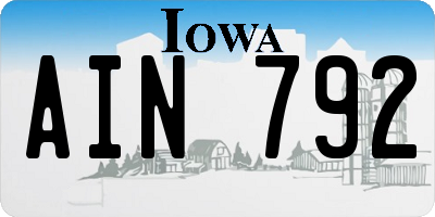 IA license plate AIN792