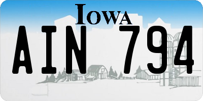 IA license plate AIN794