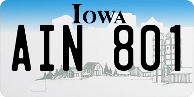 IA license plate AIN801