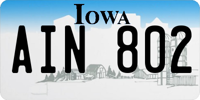 IA license plate AIN802