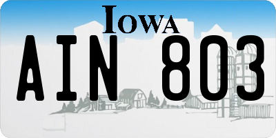 IA license plate AIN803
