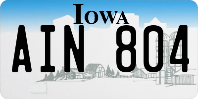 IA license plate AIN804