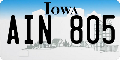 IA license plate AIN805