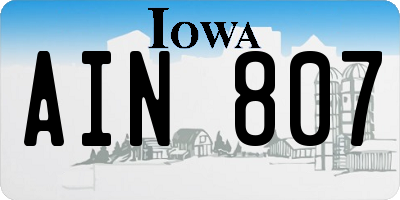 IA license plate AIN807