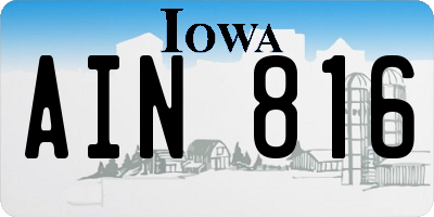 IA license plate AIN816