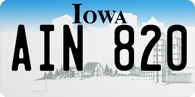 IA license plate AIN820
