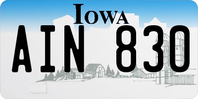 IA license plate AIN830