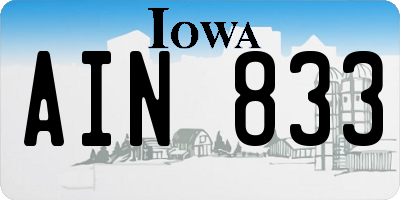 IA license plate AIN833