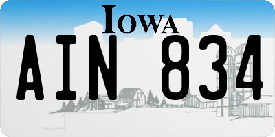 IA license plate AIN834