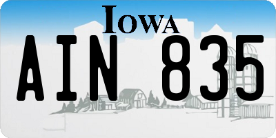 IA license plate AIN835