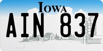 IA license plate AIN837