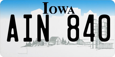 IA license plate AIN840