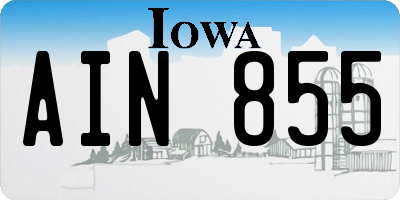 IA license plate AIN855