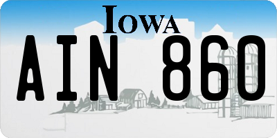 IA license plate AIN860