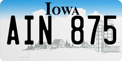 IA license plate AIN875