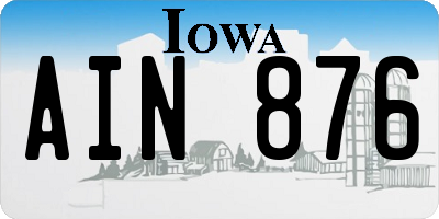 IA license plate AIN876
