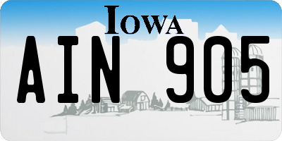 IA license plate AIN905