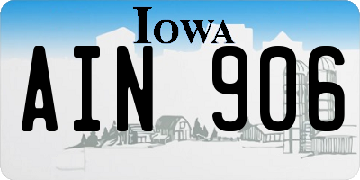 IA license plate AIN906
