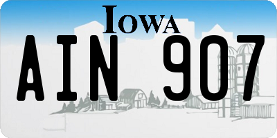 IA license plate AIN907