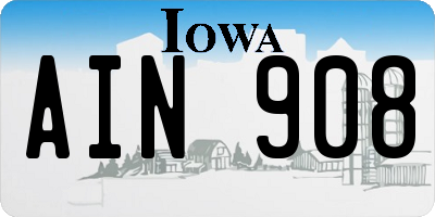 IA license plate AIN908