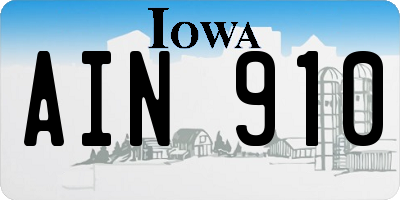 IA license plate AIN910