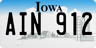 IA license plate AIN912