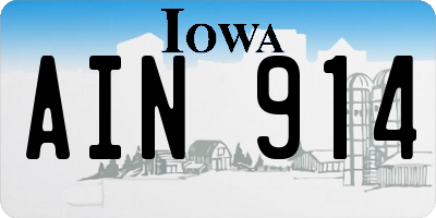 IA license plate AIN914