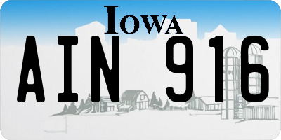 IA license plate AIN916