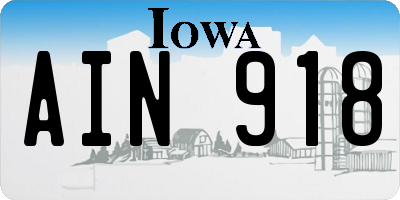 IA license plate AIN918