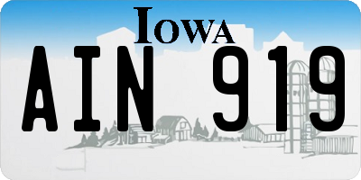 IA license plate AIN919