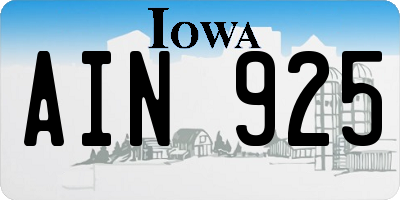 IA license plate AIN925