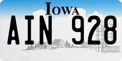 IA license plate AIN928