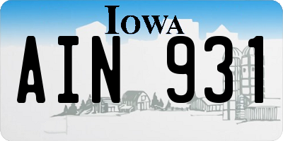 IA license plate AIN931