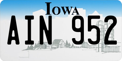 IA license plate AIN952