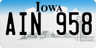 IA license plate AIN958