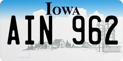 IA license plate AIN962
