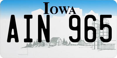 IA license plate AIN965