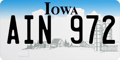 IA license plate AIN972