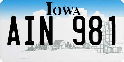 IA license plate AIN981