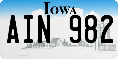 IA license plate AIN982