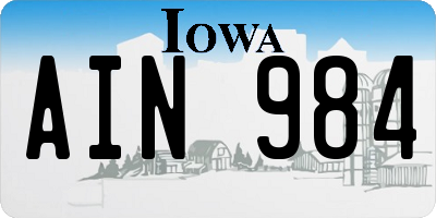 IA license plate AIN984