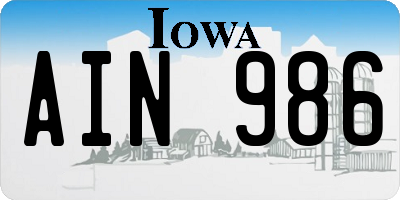 IA license plate AIN986