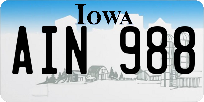 IA license plate AIN988